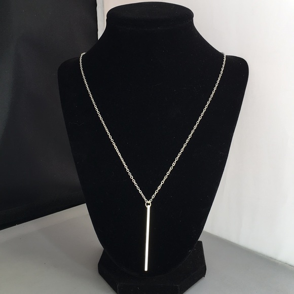 New! Silver Bar Drop Necklace - Picture 4 of 6